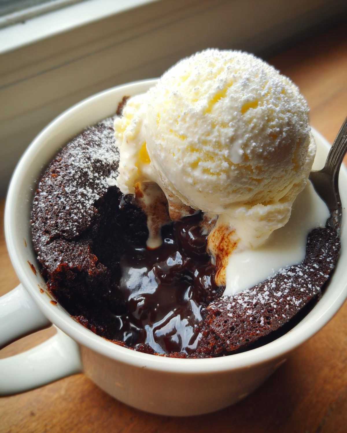 Chocolate Lava Mug Cake with Ice Cream - detail 1