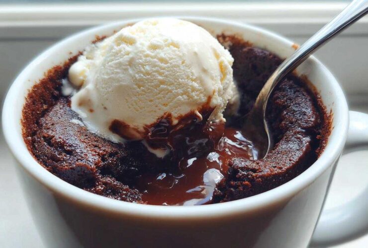 Chocolate Lava Mug Cake with Ice Cream