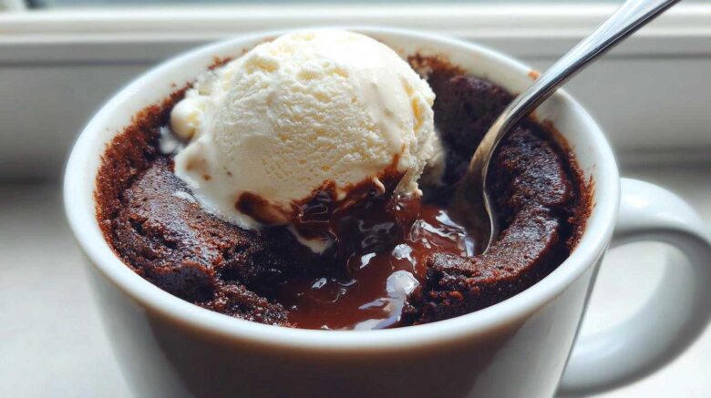 Chocolate Lava Mug Cake with Ice Cream
