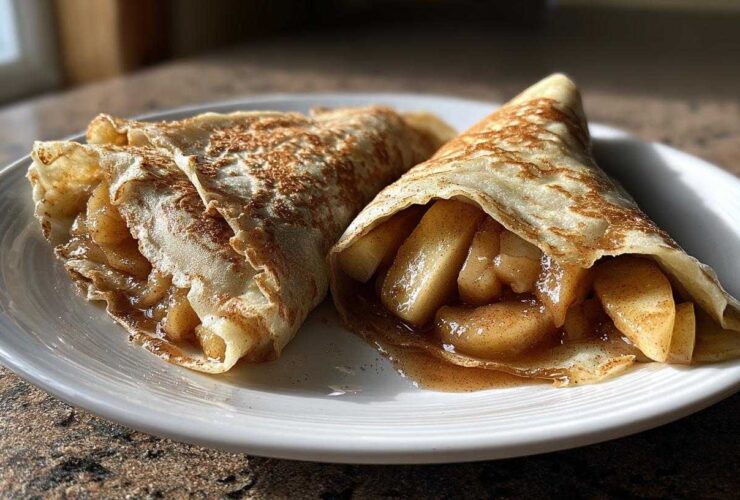 Cinnamon Apple Crepes (Light Winter Breakfast)