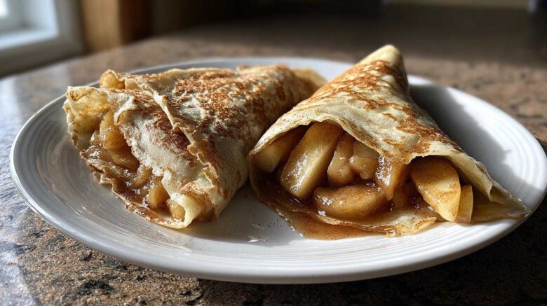 Cinnamon Apple Crepes (Light Winter Breakfast)