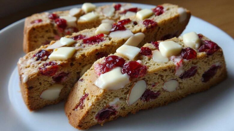 Cranberry Almond Biscotti with White Chocolate