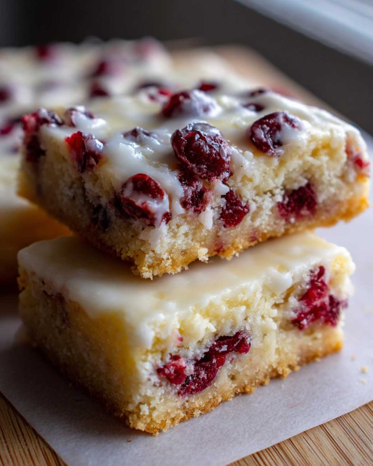 Cranberry Orange Cheesecake Bars with Glaze - detail 2