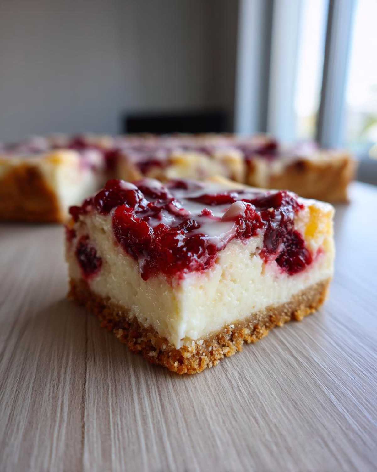 Cranberry Orange Cheesecake Bars with Glaze - detail 3