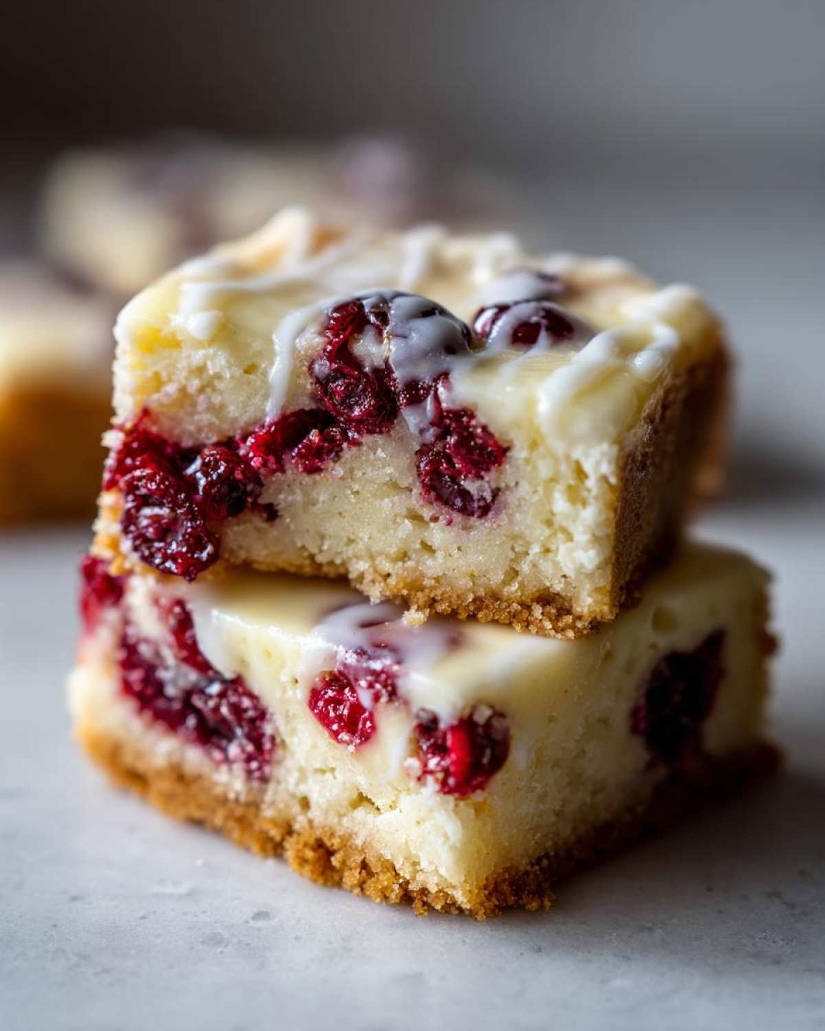 Cranberry Orange Cheesecake Bars with Glaze - detail 4
