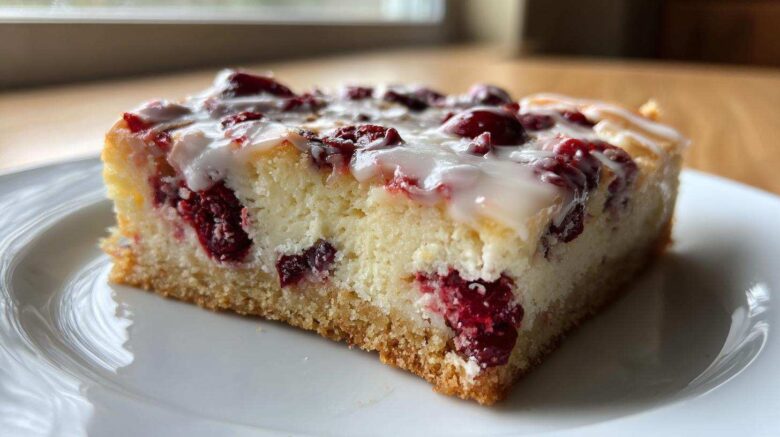 Cranberry Orange Cheesecake Bars with Glaze