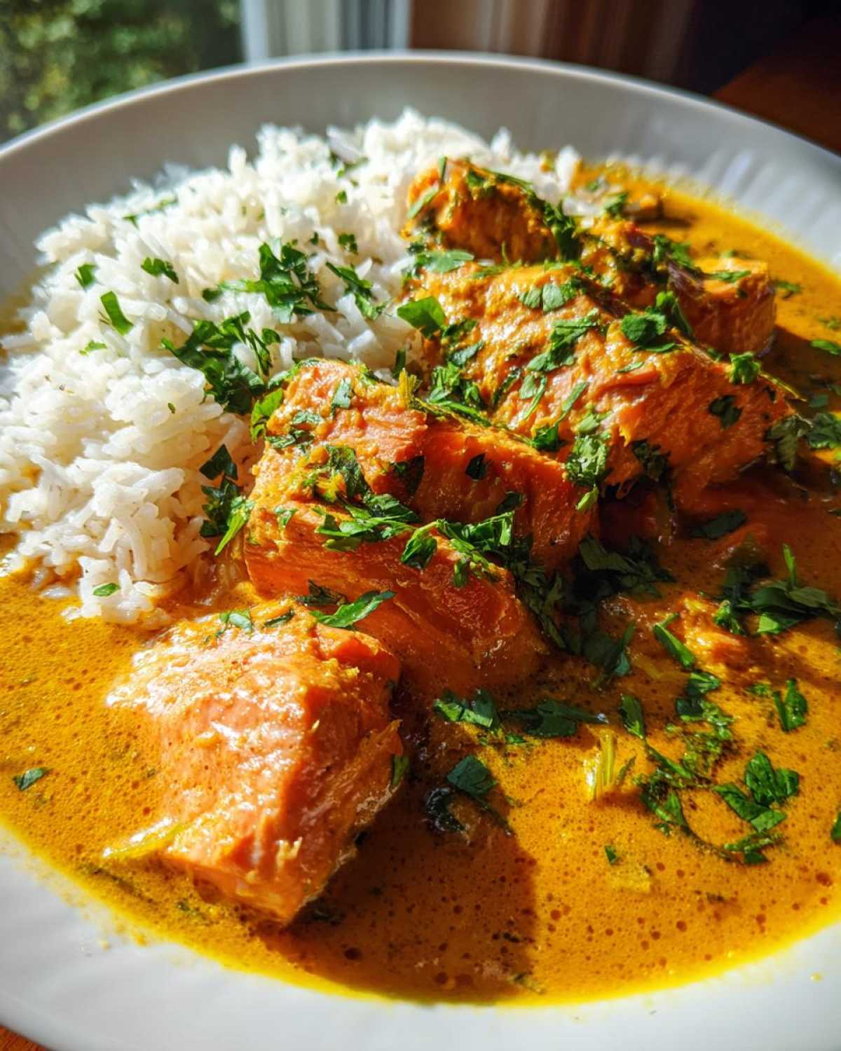 Creamy Coconut Curry Salmon with Rice - detail 1