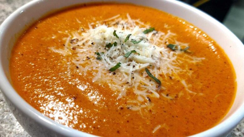 Creamy Tomato Basil Soup with Parmesan