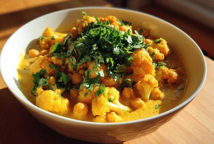 Curried Cauliflower Chickpea Stew with Coconut Milk