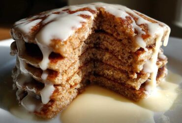 Gingerbread Pancakes with Vanilla Glaze