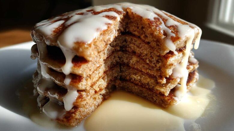 Gingerbread Pancakes with Vanilla Glaze