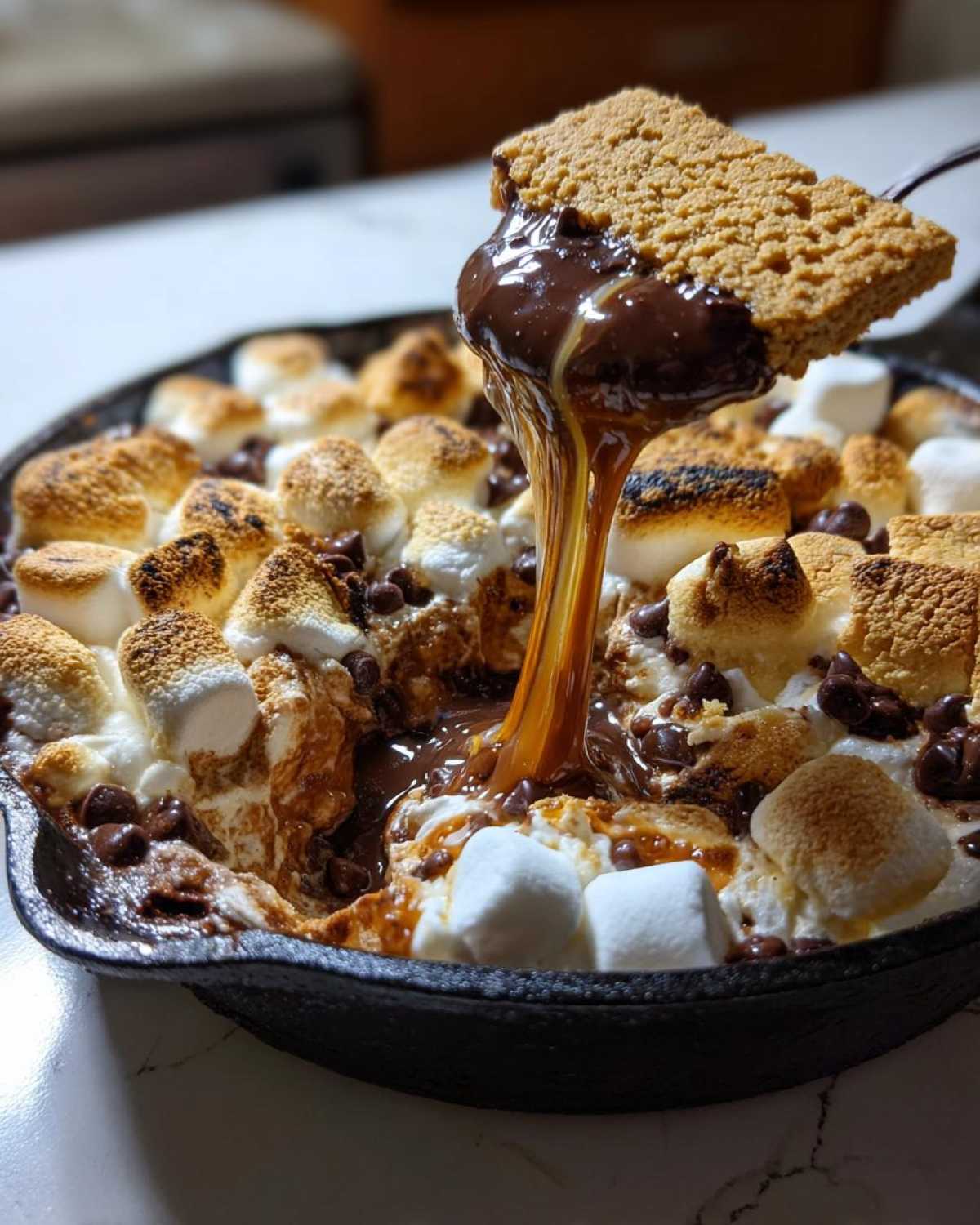 Gooey S'mores Skillet Dip (Indoor Campfire Treat) - detail 1
