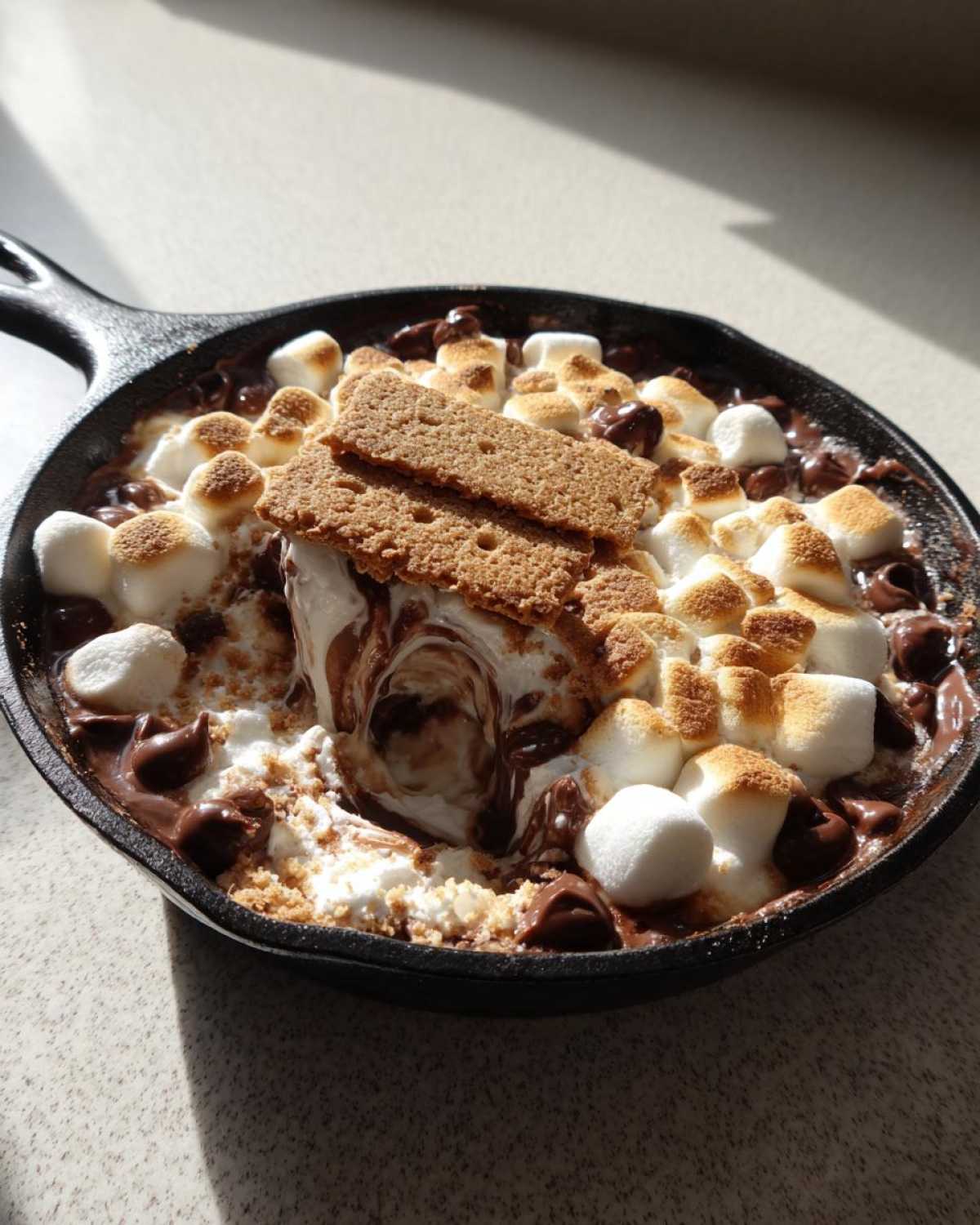 Gooey S'mores Skillet Dip (Indoor Campfire Treat) - detail 2