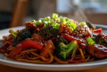 Honey Sesame Chicken Stir-Fry with Noodles