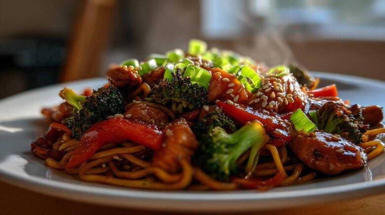 Honey Sesame Chicken Stir-Fry with Noodles