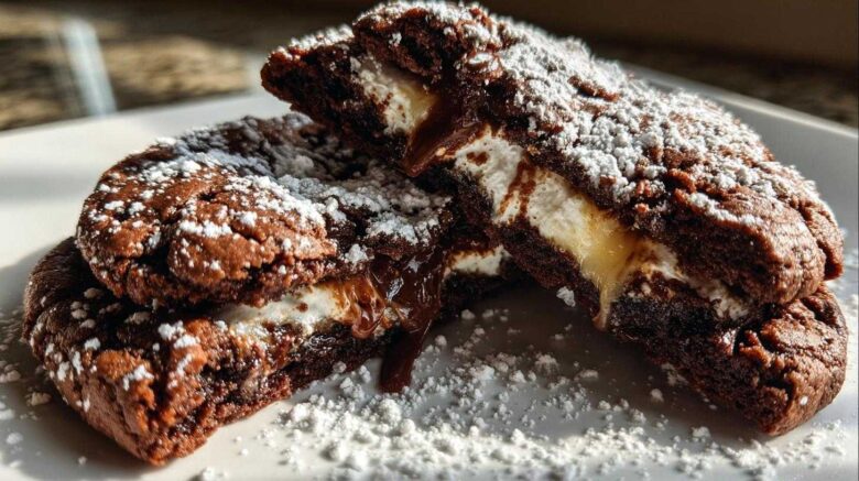 Hot Cocoa Cookies with Melting Marshmallow Centers