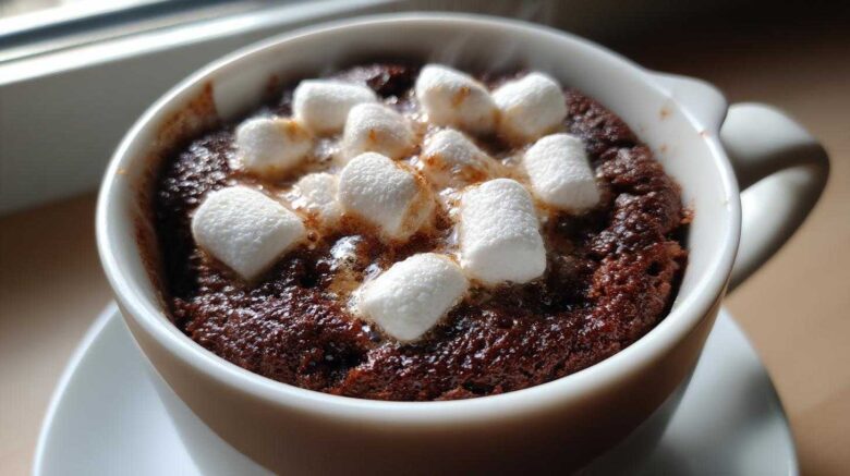 Hot Cocoa Mug Cake with Marshmallows