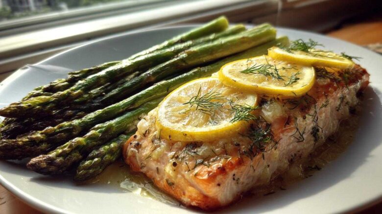 Lemon Dill Baked Salmon with Asparagus