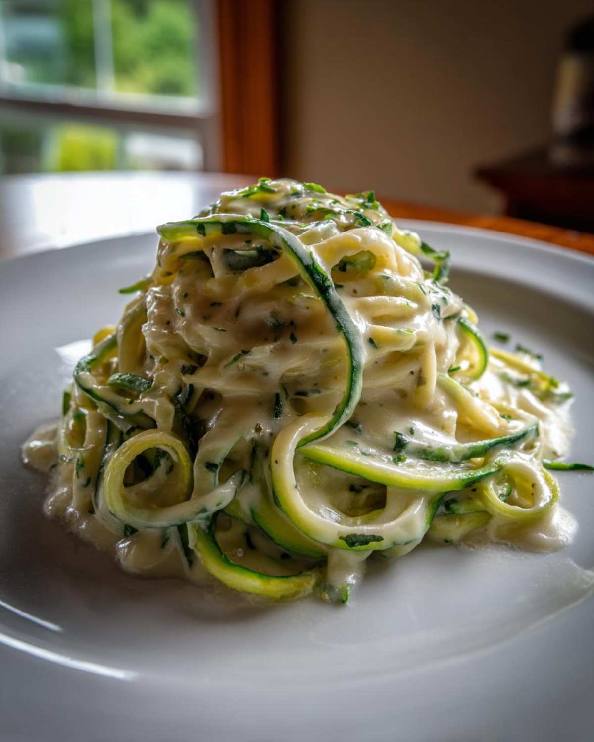 Low-Cal Fettuccine Alfredo Zoodles (Comfort Food Makeover) - detail 1
