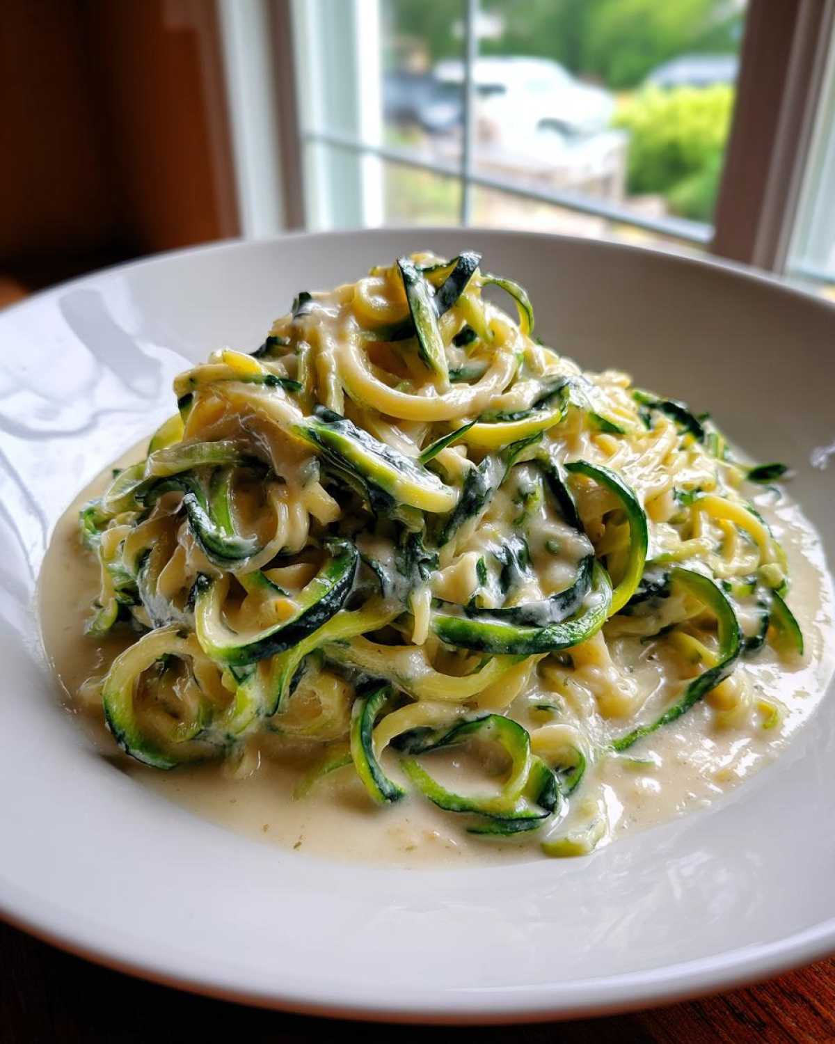 Low-Cal Fettuccine Alfredo Zoodles (Comfort Food Makeover) - detail 2