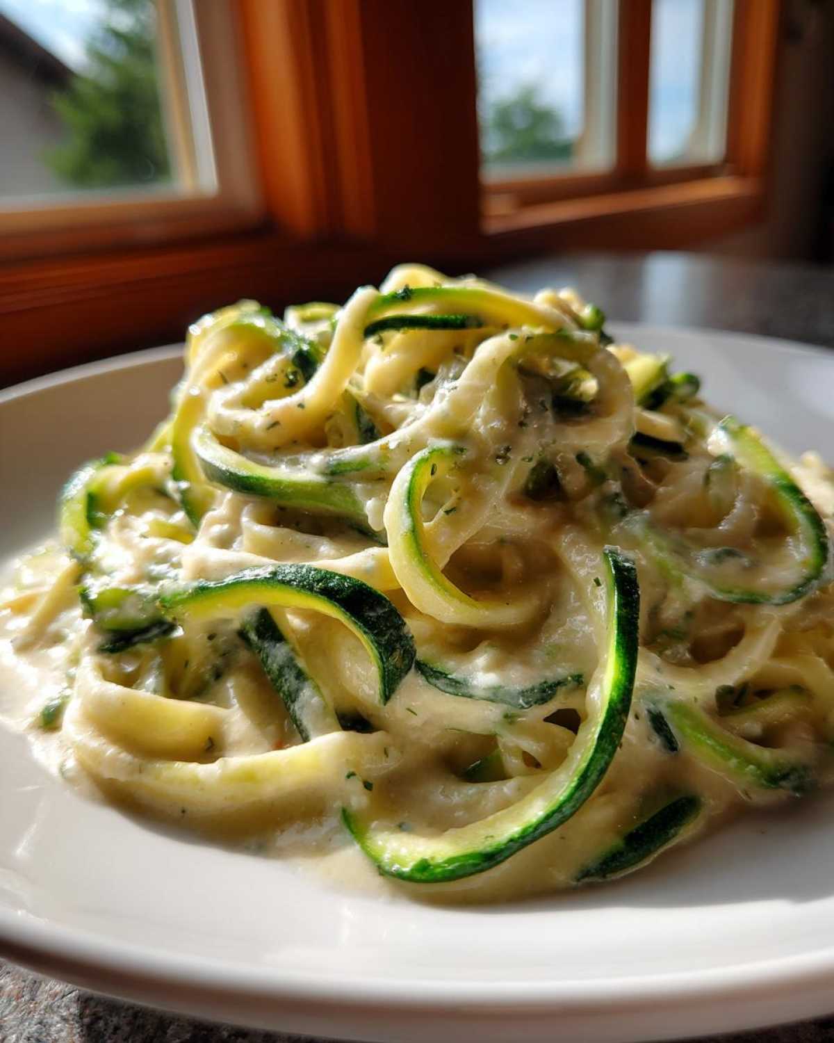 Low-Cal Fettuccine Alfredo Zoodles (Comfort Food Makeover) - detail 3