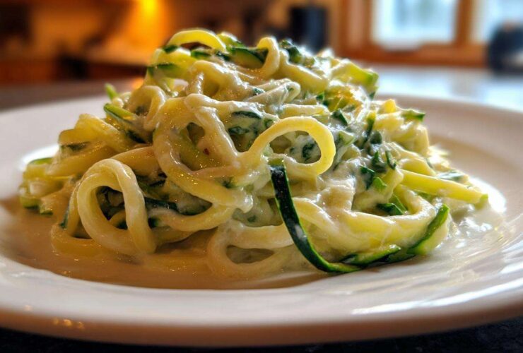 Low-Cal Fettuccine Alfredo Zoodles (Comfort Food Makeover)