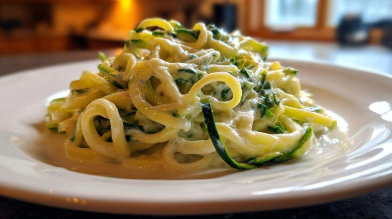 Low-Cal Fettuccine Alfredo Zoodles (Comfort Food Makeover)