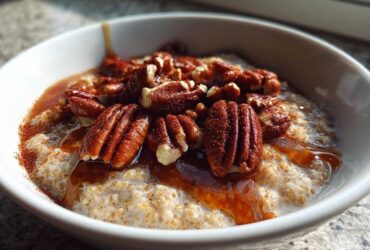 Maple Pecan Quinoa Porridge with Milk
