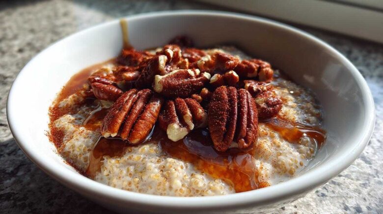 Maple Pecan Quinoa Porridge with Milk