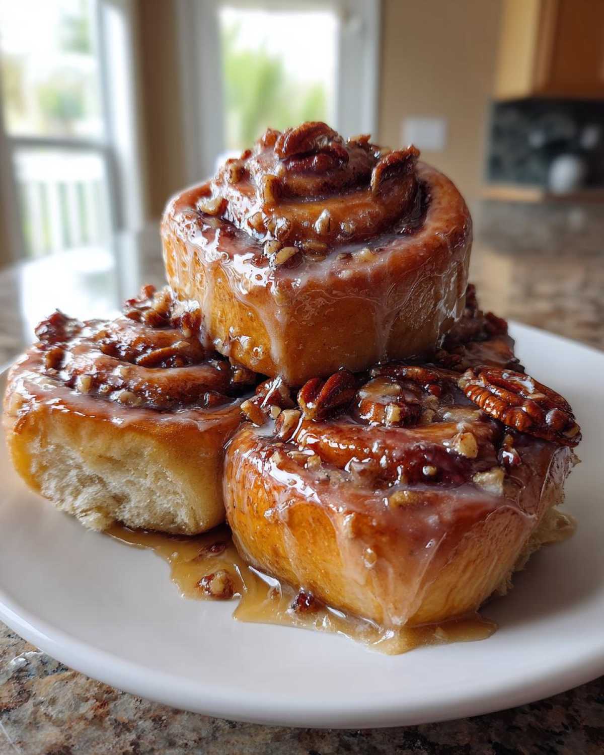 Maple Pecan Sticky Buns with Glaze - detail 2