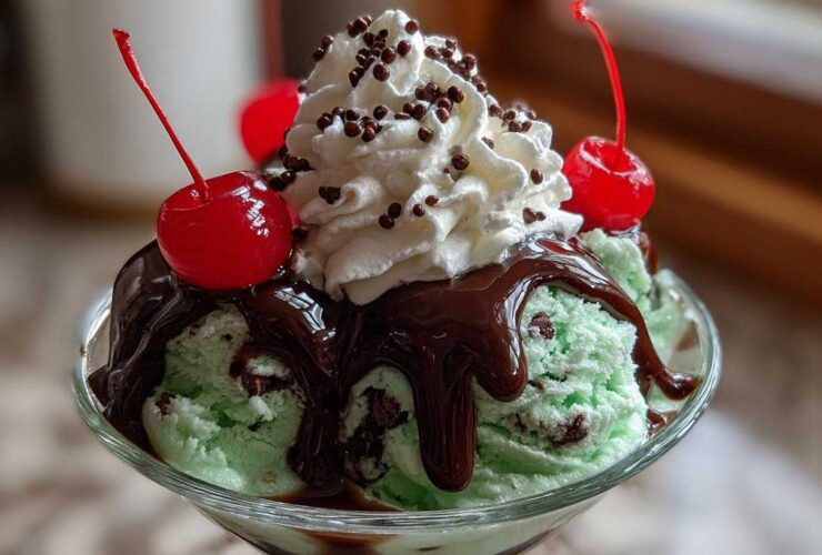 Mint Chocolate Chip Ice Cream Sundae