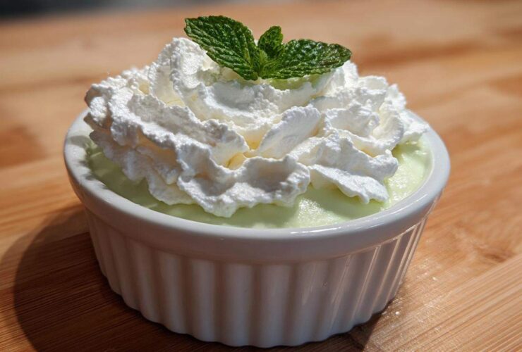 Mint Pots de Creme with Whipped Cream
