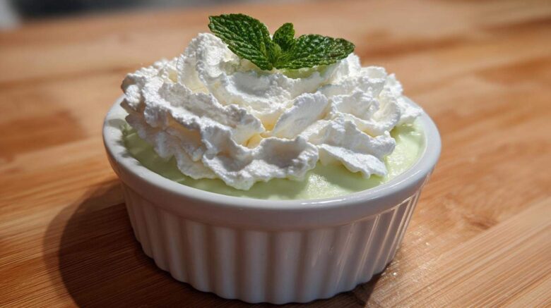 Mint Pots de Creme with Whipped Cream