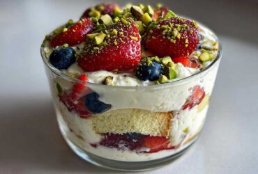 Mixed Berry Mascarpone Trifle with Pistachios