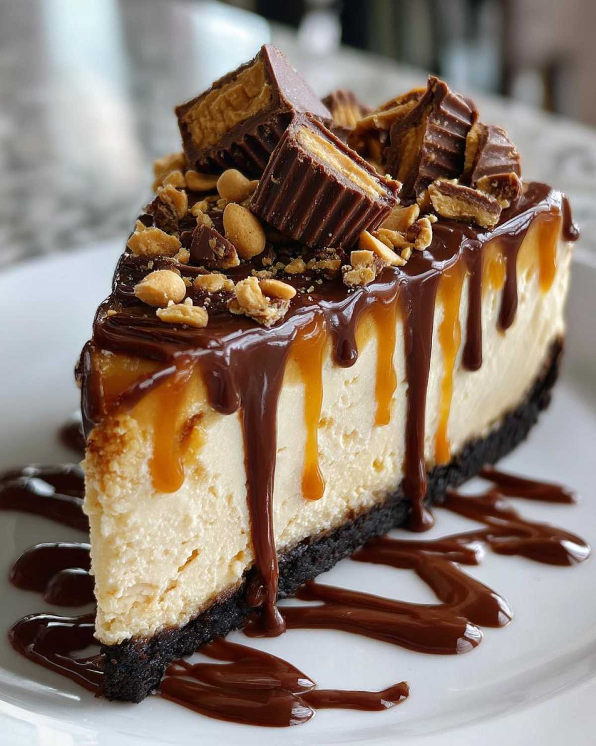 No Bake Peanut Butter Cup Cheesecake - detail 3