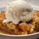 Pear Ginger Cobbler with Vanilla Ice Cream