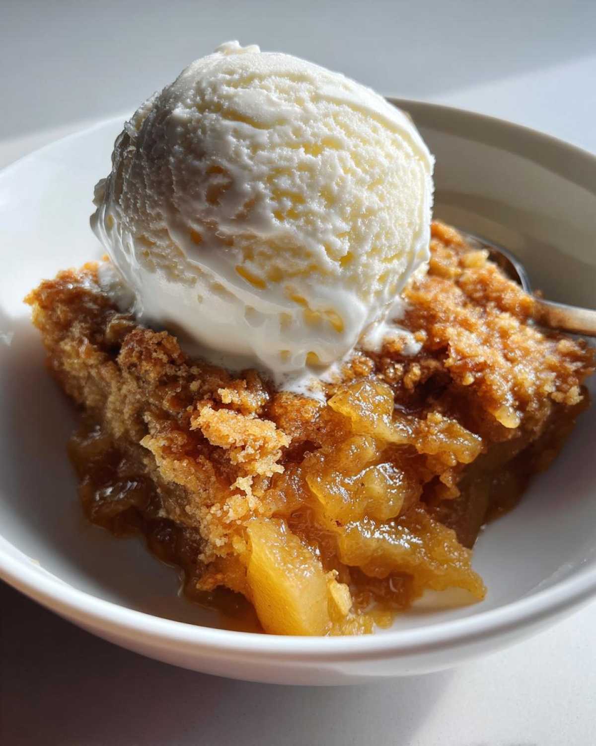 Pear Ginger Cobbler with Vanilla Ice Cream - detail 2