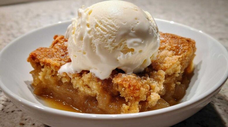 Pear Ginger Cobbler with Vanilla Ice Cream