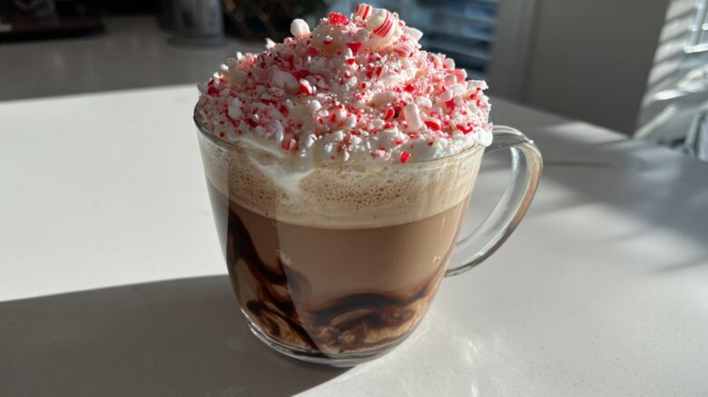 Peppermint Bark Latte with Whip
