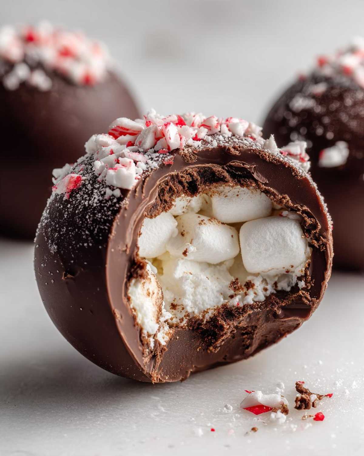 Peppermint Hot Cocoa Bombs with Marshmallows - detail 1