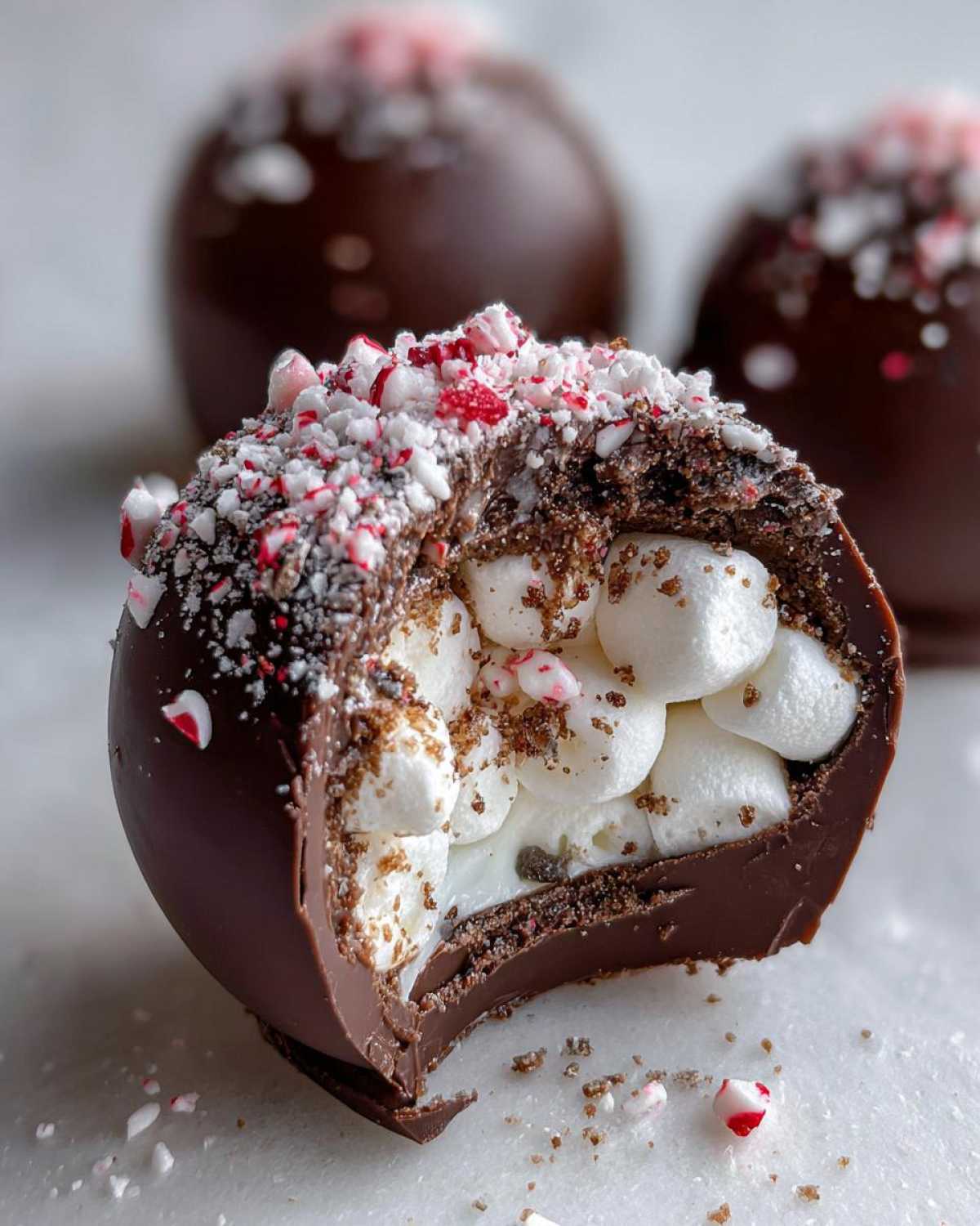 Peppermint Hot Cocoa Bombs with Marshmallows - detail 2