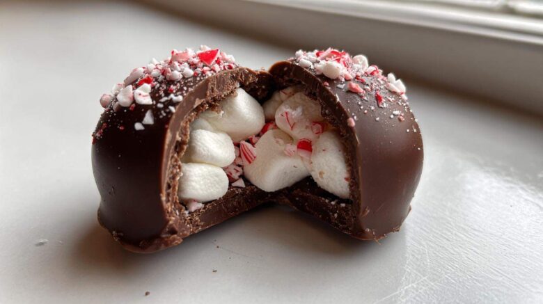 Peppermint Hot Cocoa Bombs with Marshmallows