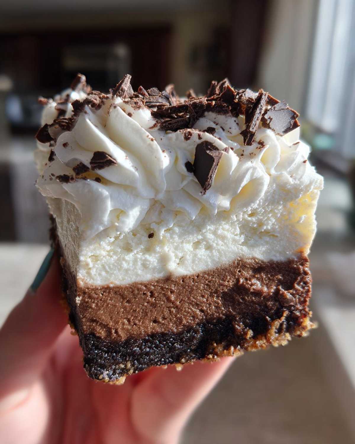Peppermint Mocha Cheesecake Bars with Whipped Cream - detail 2