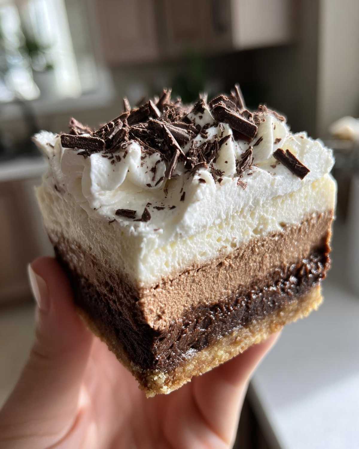 Peppermint Mocha Cheesecake Bars with Whipped Cream - detail 3