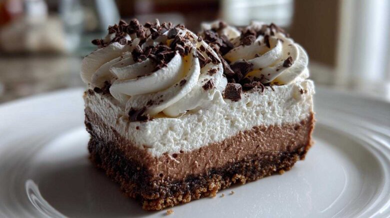 Peppermint Mocha Cheesecake Bars with Whipped Cream