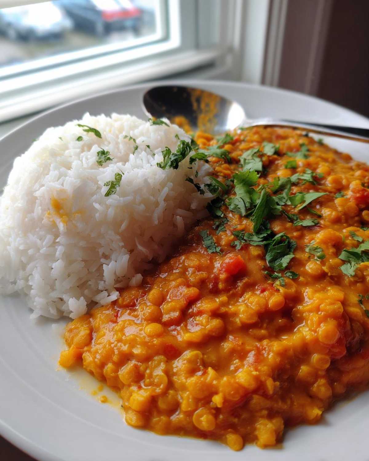 Red Lentil Dahl Curry with Rice - detail 1
