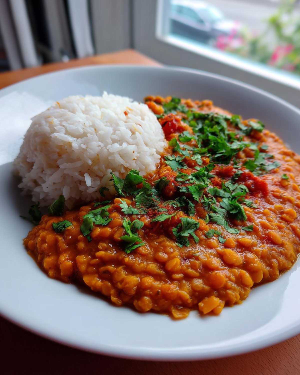Red Lentil Dahl Curry with Rice - detail 2