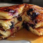 Ricotta Blueberry Banana Pancakes with Syrup