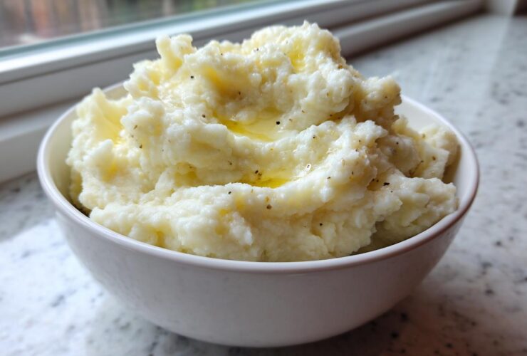 Roasted Garlic Cauliflower Mash with Butter
