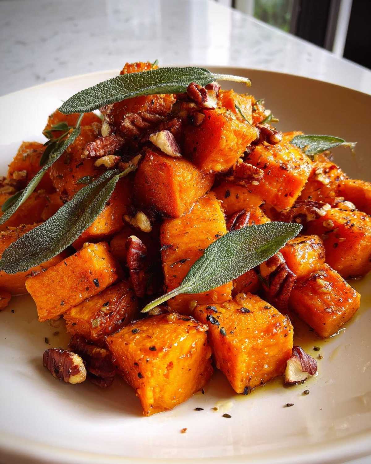 Sage Butter Sweet Potatoes with Pecans - detail 4